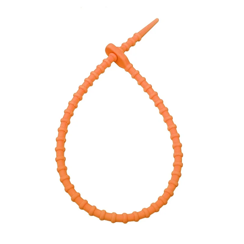 Bulk Purchasing 180mm Silicone Cable Organizer Card Tag Lanyard Tie Clothing Hangtags Accessory - Orange