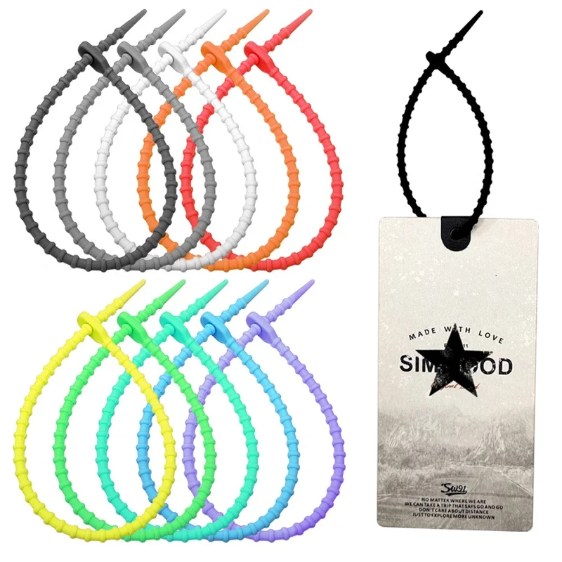 Bulk Purchasing 180mm Silicone Cable Organizer Card Tag Lanyard Tie Clothing Hangtags Accessory - Orange