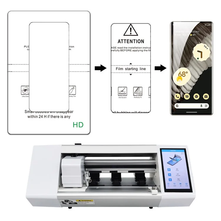 F5-180PRO 11 Inch BT + WiFi Dual System Automatic Film Feeding Cutting Machine for Mobile Phones - EU Plug