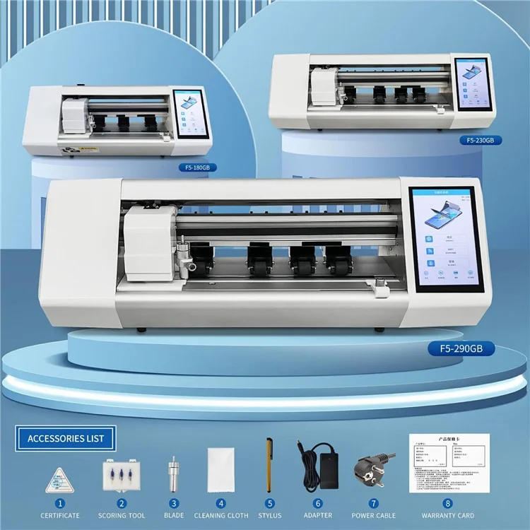 F5-180PRO 11 Inch BT + WiFi Dual System Automatic Film Feeding Cutting Machine for Mobile Phones - EU Plug