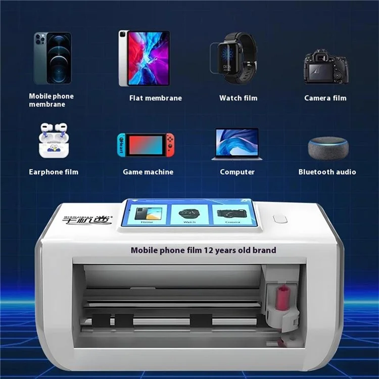 Máquina de Corte Automática de Película Protetora para Celular QIANJIBIAN - Compatível com Bluetooth, Atualização Automática de Modelo, Alimentação de Película Macia - Plugue Europeu