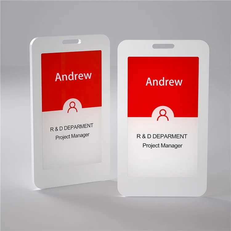 3.7 Inch 3 Color NFC BT Employee Badge / ID Card Holder E-Paper Display Rechargeable for Office (Black / White / Yellow)