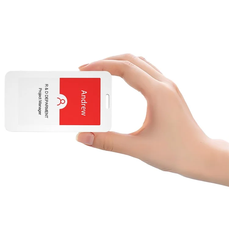 3.7 Inch 3 Color NFC BT Employee Badge / ID Card Holder E-Paper Display Rechargeable for Office (Black / White / Yellow)