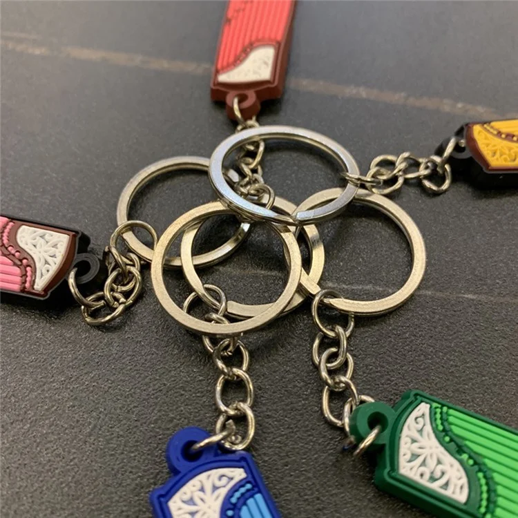 Stainless Steel Keychain with PVC Soft Charm Musical Instrument Design Key Chain for Car Keys Purse Bag - Ukulele
