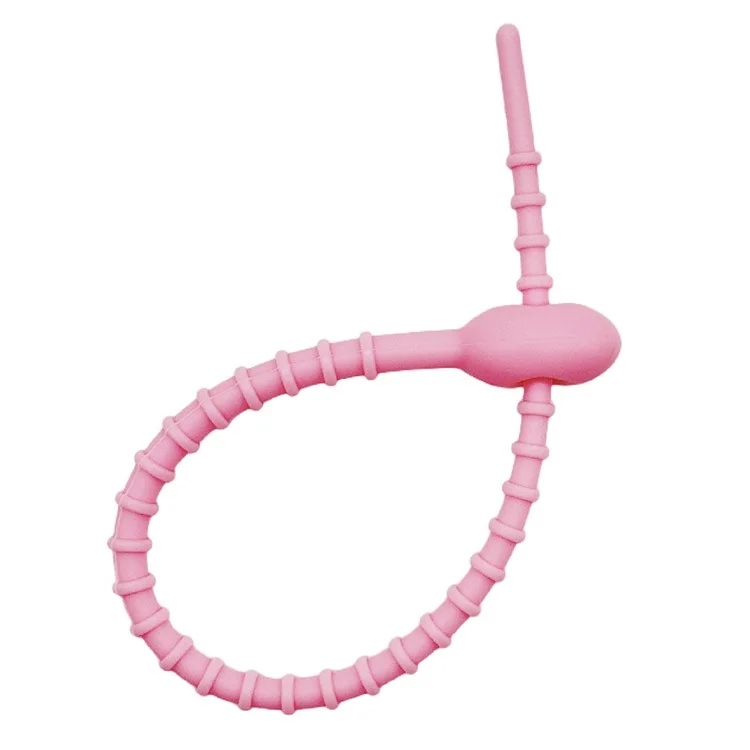 Lazos de cable de silicona de 21 cm BP-6589W Organizador de cable de renacuajo de autobloqueo DIY Accesorio de llavero - Rosa