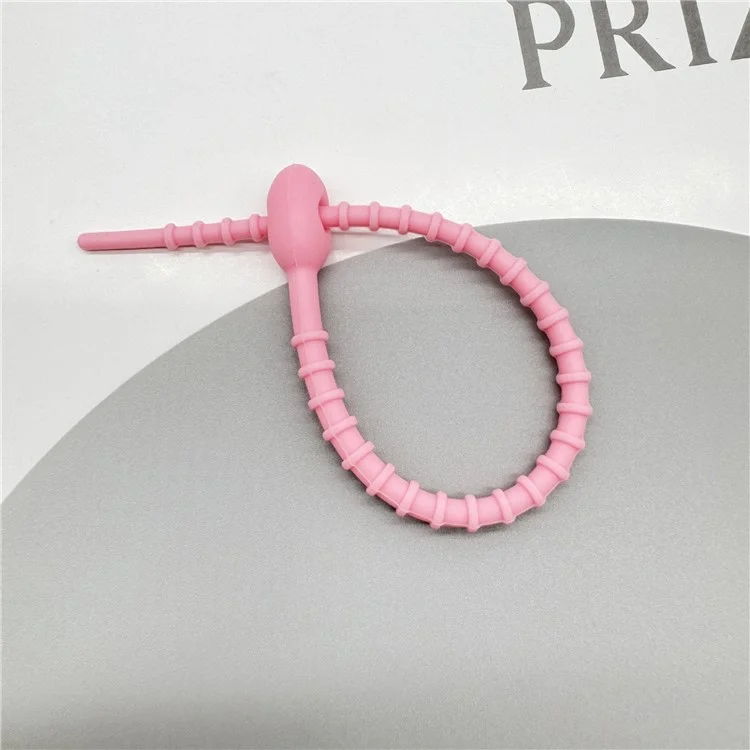 Lazos de cable de silicona de 21 cm BP-6589W Organizador de cable de renacuajo de autobloqueo DIY Accesorio de llavero - Rosa