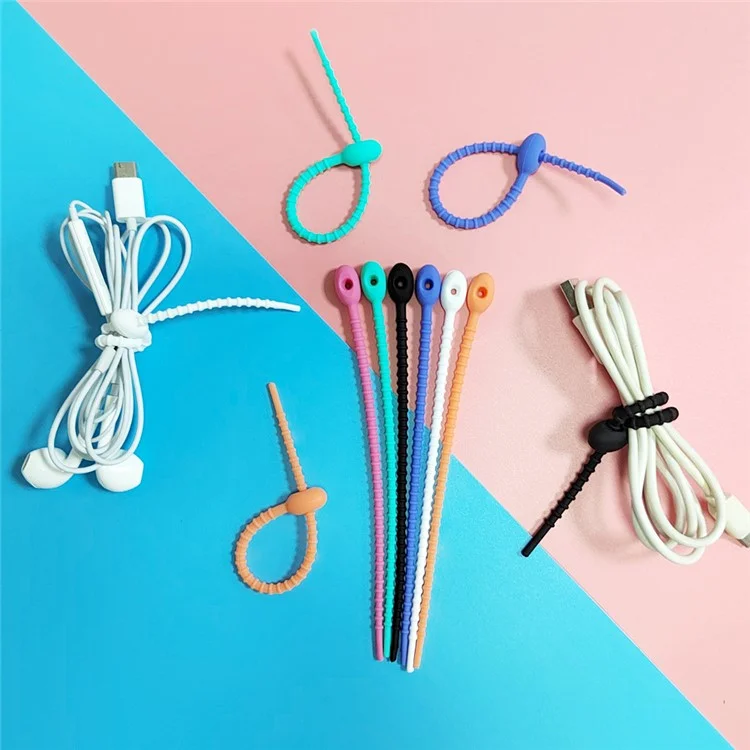 Bulk Purchasing 150mm Cable Ties Silicone Data Cable Management Organizer Wire Holder - Black