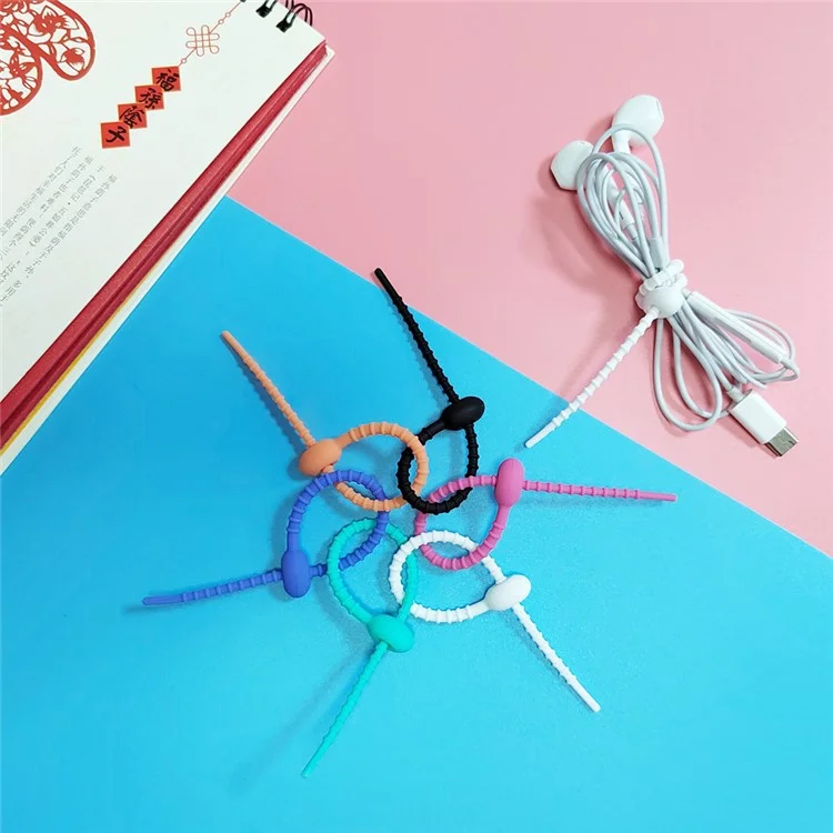 Bulk Purchasing 215mm Cable Ties Silicone Data Cable Management Organizer Wire Holder - Black