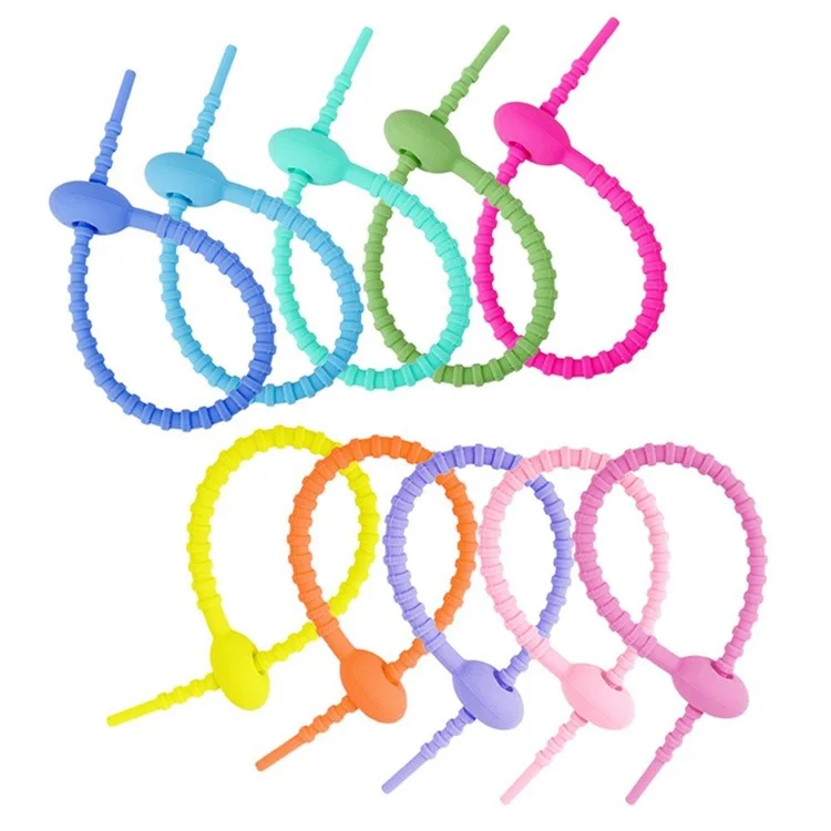 Bulk Purchasing 215mm Cable Ties Silicone Data Cable Management Organizer Wire Holder - Black