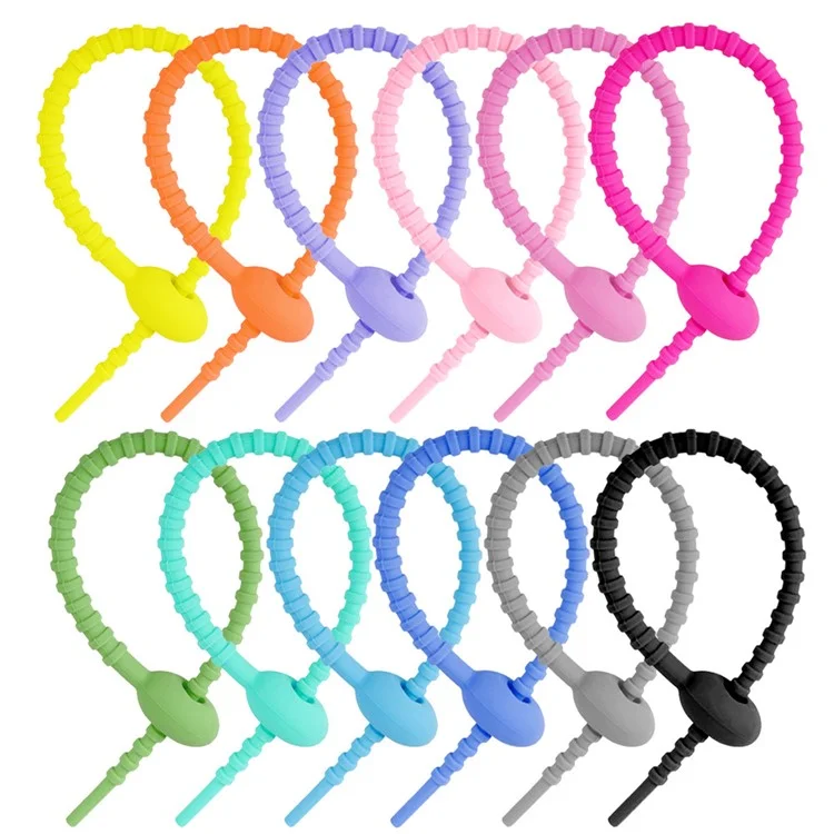 Bulk Purchasing 215mm Cable Ties Silicone Data Cable Management Organizer Wire Holder - Black