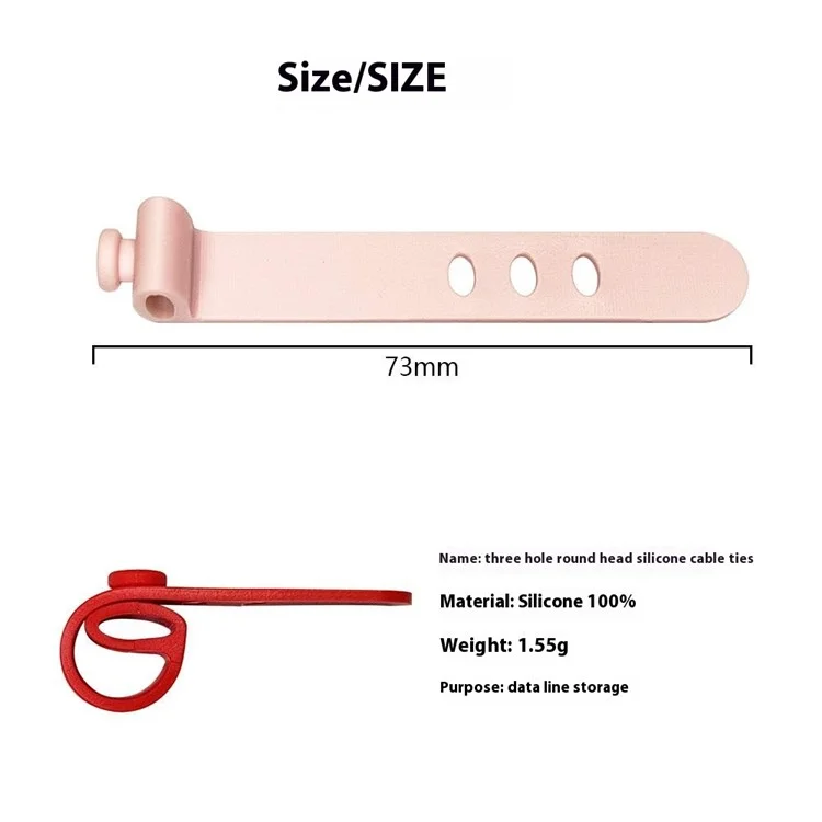 Fascette Fermacavi in Silicone da 73mm con 3 Fori - Sistema di Gestione Cavi - Nero