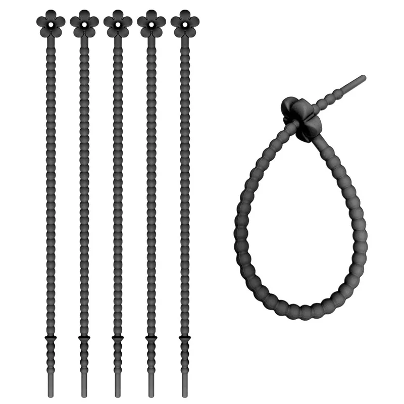 Achat en gros 250mm Cordon en silicone en forme de fleur DIY Porte-clés Bracelet Accessoire de vêtement - Noir
