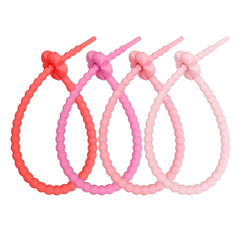 Achat en gros 250mm Cordon en silicone en forme de fleur DIY Porte-clés Bracelet Accessoire de vêtement - Noir