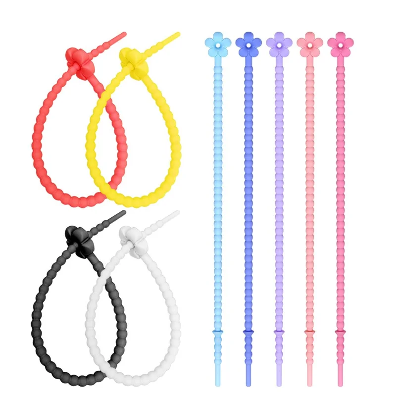 Achat en gros 250mm Cordon en silicone en forme de fleur DIY Porte-clés Bracelet Accessoire de vêtement - Noir
