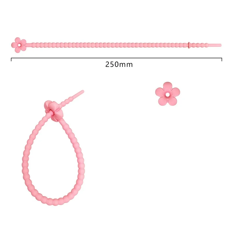 Achat en gros 250mm Cordon en silicone en forme de fleur DIY Porte-clés Bracelet Accessoire de vêtement - Noir