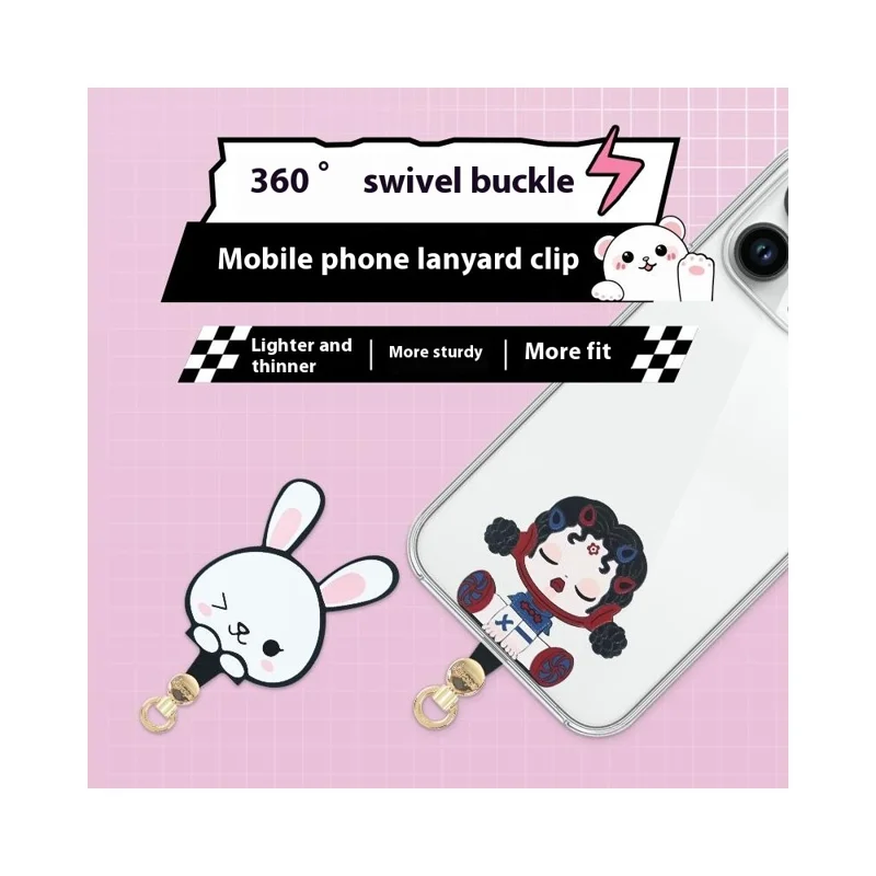 AROPE Laccetto universale per telefono con patch sottile 0,5 mm dal design cartoon - Coniglio