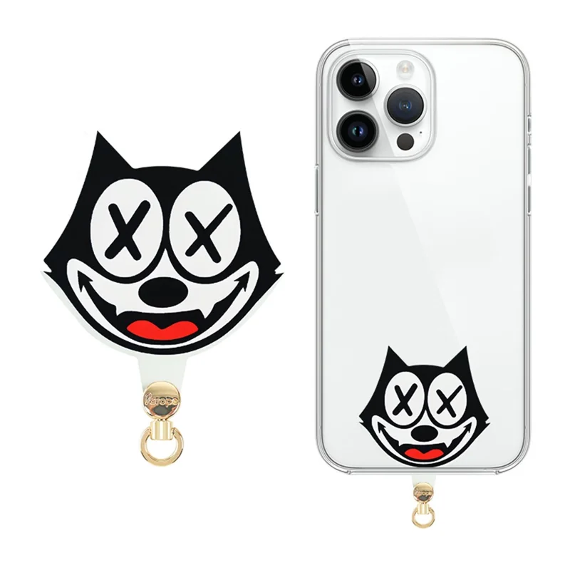 AROPE Universal Phone Tether Tab 0.5mm Ultra-thin Cartoon Design Phone Lanyard Patch - XX Cat