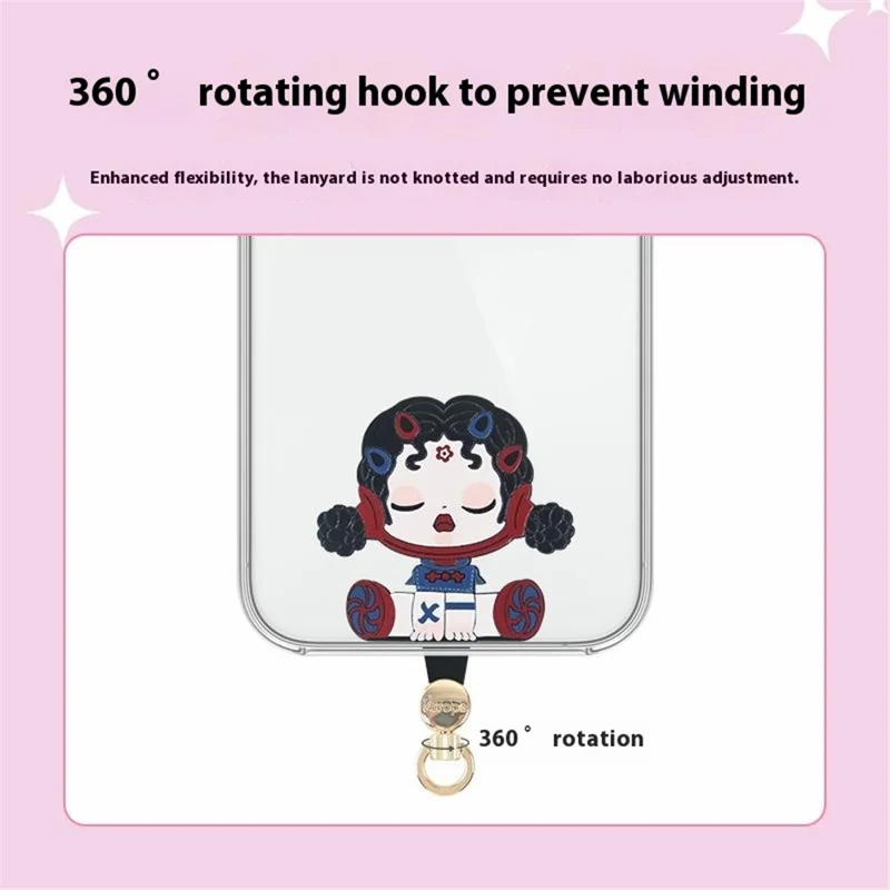 AROPE Universal Phone Tether Tab 0.5mm Ultra-thin Cartoon Design Phone Lanyard Patch - XX Cat