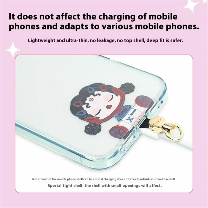 AROPE Universal Phone Tether Tab 0.5mm Ultra-thin Cartoon Design Phone Lanyard Patch - XX Cat