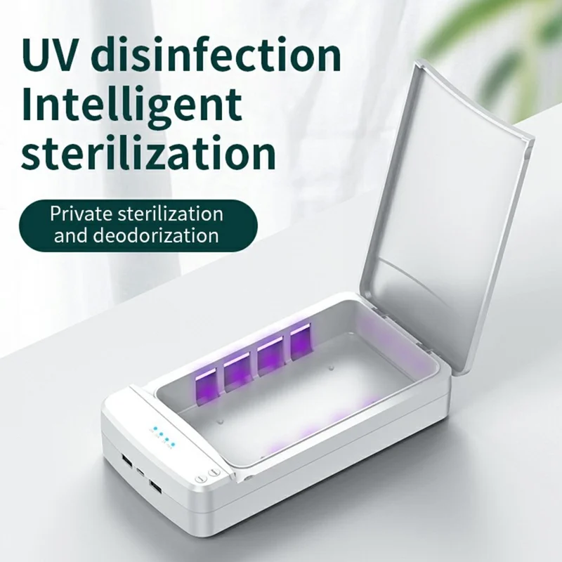 JJT-891 Multipurpose UV Phone Sanitizer Ultraviolet Light Disinfection Box with Dual Output, Upgraded Version - Black