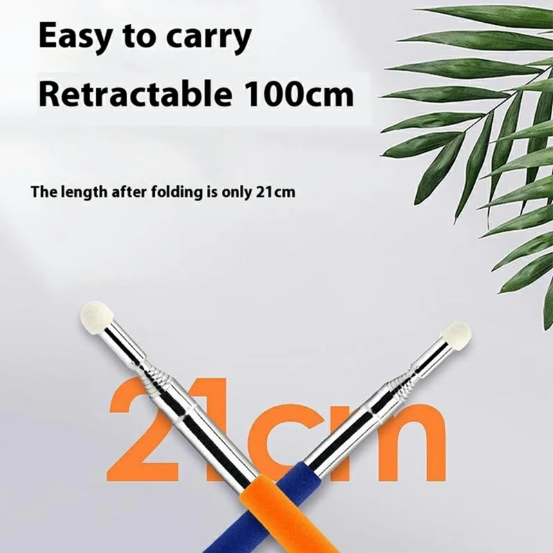 F11 1m Retractable Pointer Stick for Electronic Whiteboard Stainless Steel Teaching Wand Presentation Tool - Black