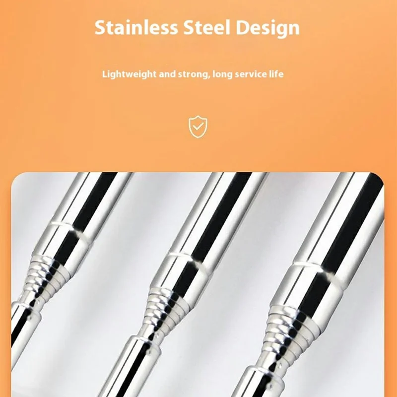 Bâton pointeur rétractable F11 de 1,2 m pour tableau blanc électronique - Baguette d'enseignement en acier inoxydable - Orange