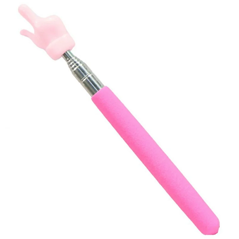 Stainless Steel Teaching Pointer Finger Design Teaching Stick Telescopic Rod Finger Reading Stick - Pink