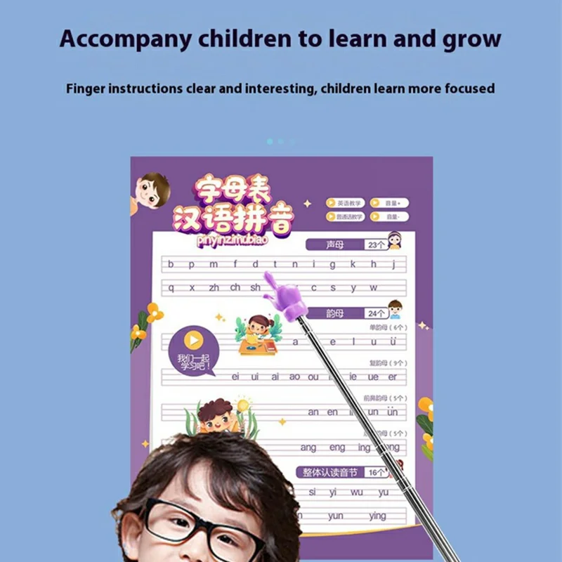 Stainless Steel Teaching Pointer Finger Design Teaching Stick Telescopic Rod Finger Reading Stick - Pink