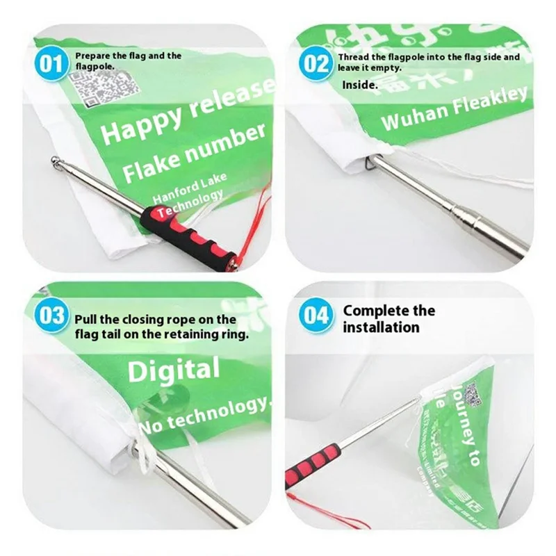 160cm 8 Sections Extendable Guide Flag Pole Stainless Steel Telescopic Flagpole Handheld Teaching Stick - Blue