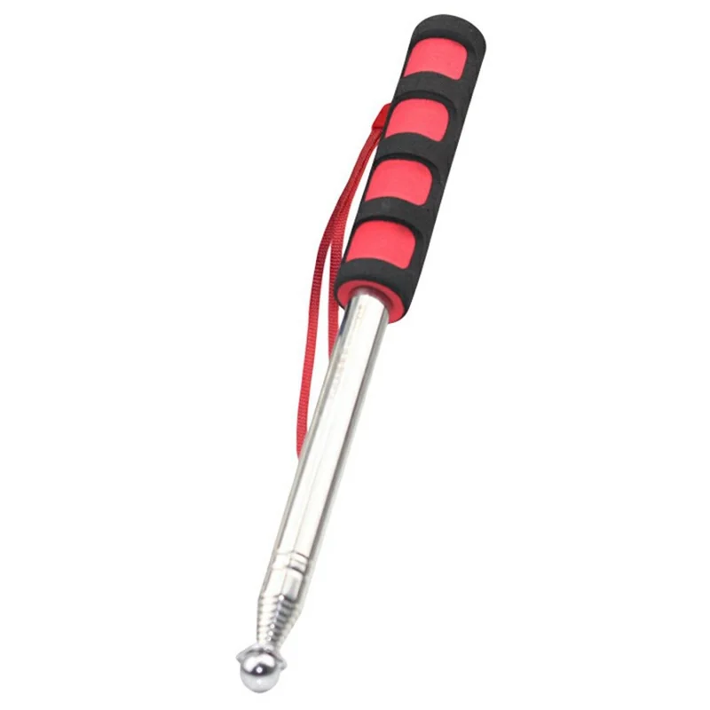 200cm 9 Sections Extendable Guide Flag Pole Stainless Steel Telescopic Flagpole Handheld Teaching Stick - Red