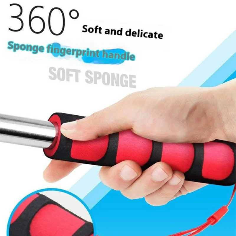 200cm 9 Sections Extendable Guide Flag Pole Stainless Steel Telescopic Flagpole Handheld Teaching Stick - Red