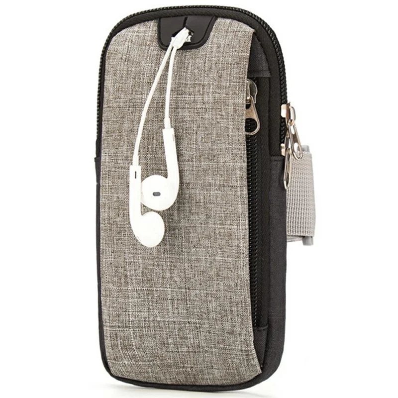 L&M X3009 Regular Size Outdoor Sports Phone Storage Armband Bag with Earphone Hole for Running Cycling - Grey