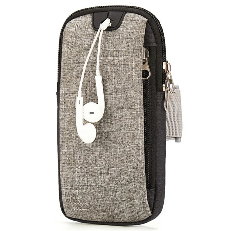 L&M X3009 Extended Size Outdoor Sports Phone Storage Armband Bag with Earphone Hole for Running Cycling - Grey