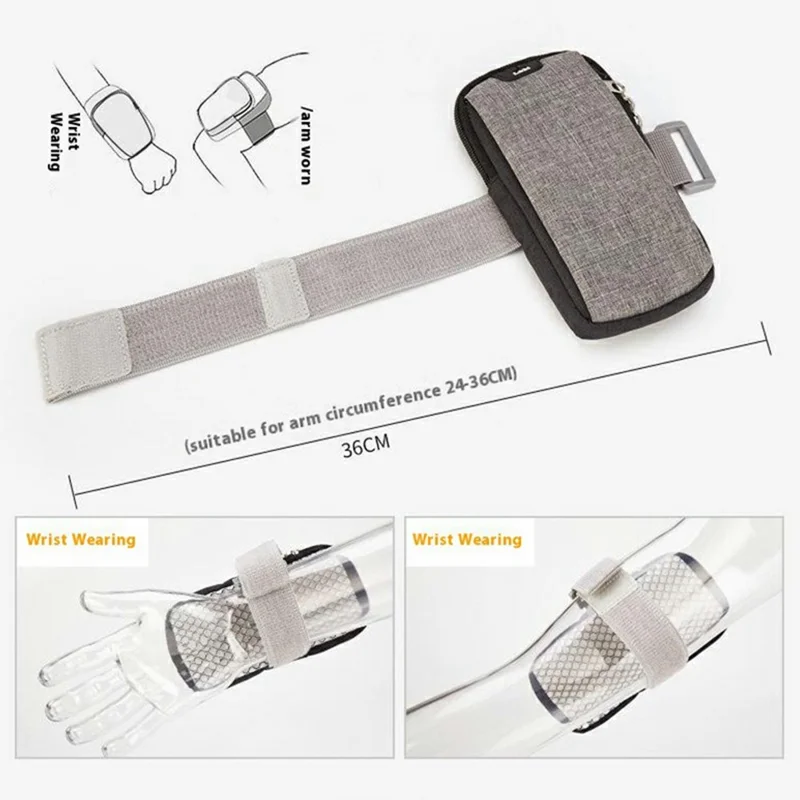 L&M X3009 Extended Size Outdoor Sports Phone Storage Armband Bag with Earphone Hole for Running Cycling - Grey