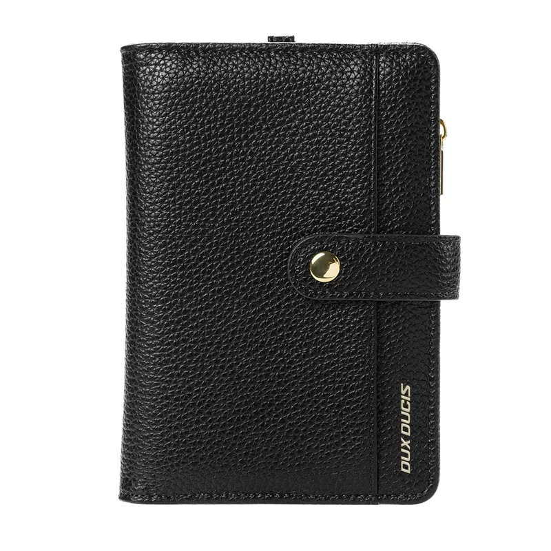 DUX DUCIS Wallet Multi Card Passport Holder with Lanyard PU Leather RFID Blocking Travel Organizer - Black