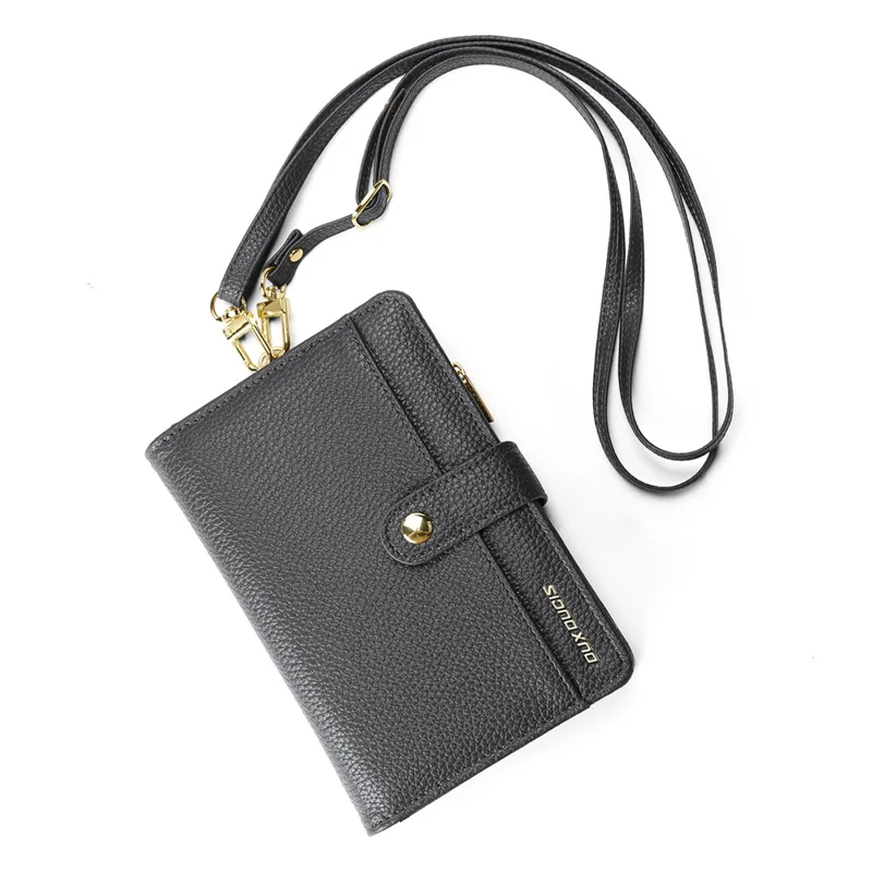 DUX DUCIS Wallet Multi Card Passport Holder with Lanyard PU Leather RFID Blocking Travel Organizer - Light Grey