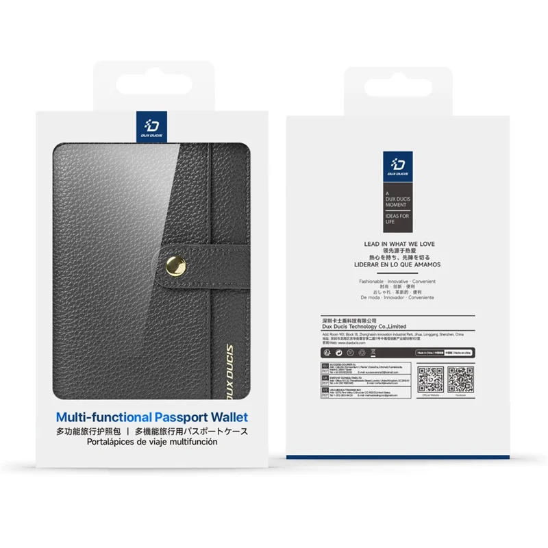 DUX DUCIS Wallet Multi Card Passport Holder with Lanyard PU Leather RFID Blocking Travel Organizer - Light Grey