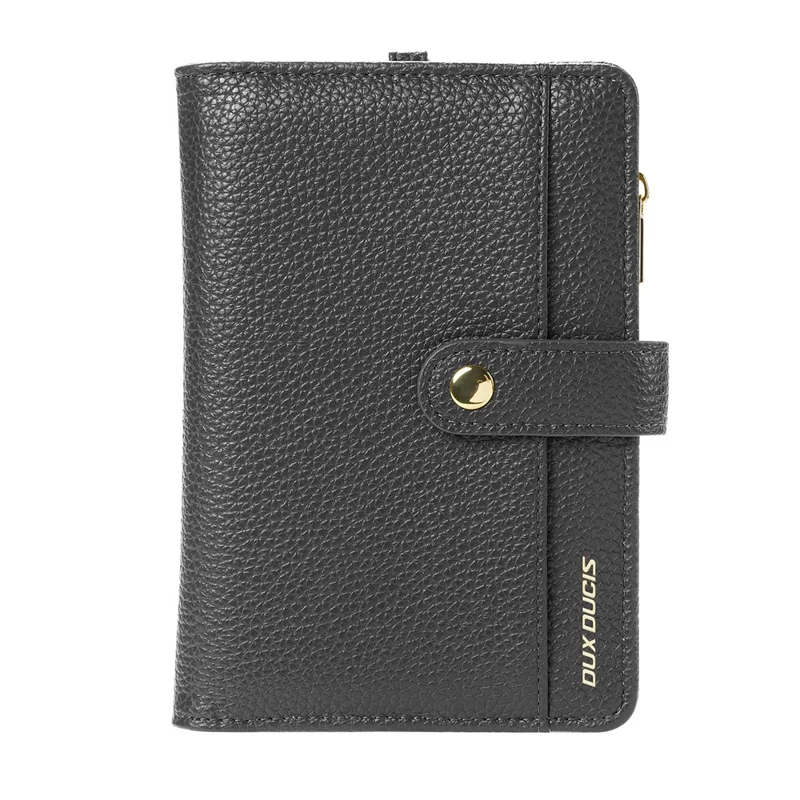 DUX DUCIS Wallet Multi Card Passport Holder with Lanyard PU Leather RFID Blocking Travel Organizer - Light Grey