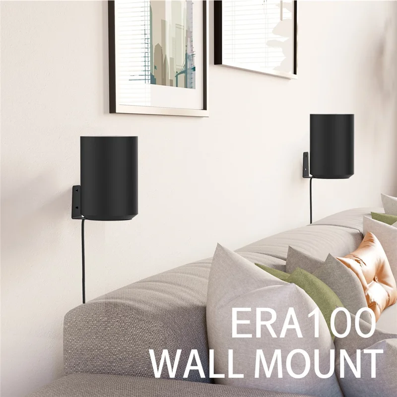 2Pcs for Sonos Era 100 Metal Wall Mount Bracket Space Saving Speaker Holder - Black