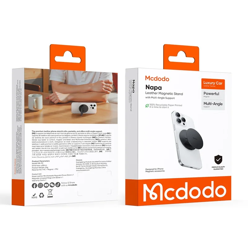 MCDODO MR-7910 Phone Back Leather Magnetic Stand Multi-Angle Support Phone Kickstand