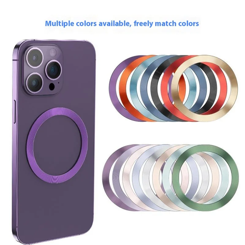 Magnetic Sticker for MagSafe Wireless Charging CD Texture Phone Case Magnet Ring Conversion Kit - Dark Purple