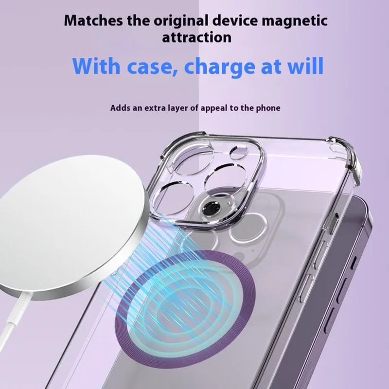 Magnetic Sticker for MagSafe Wireless Charging CD Texture Phone Case Magnet Ring Conversion Kit - Dark Purple