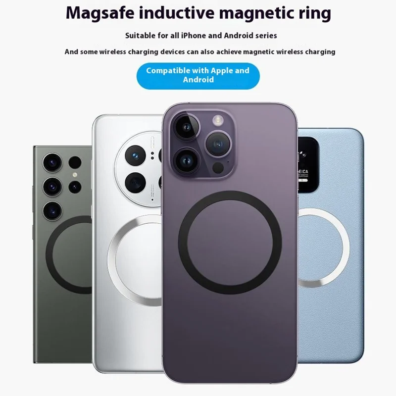 Magnetic Sticker for MagSafe Wireless Charging CD Texture Phone Case Magnet Ring Conversion Kit - Dark Purple