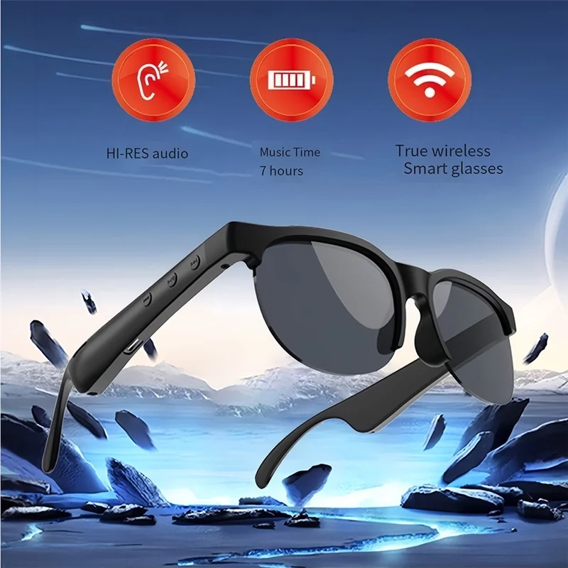 UV Protection Smart Sunglasses with Noise Reduction Bluetooth-compatible Earphones Music Eyeglasses