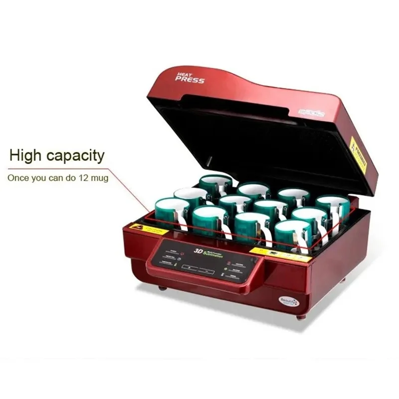 ST-3042 3D Sublimation Heat Press Machine Vacuum Transfer Printer for Phone Cases, Mugs, Cups (EU Plug) - 220V / Red