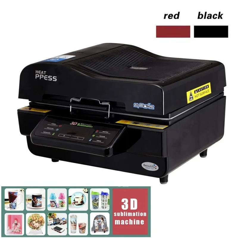 ST-3042 3D Sublimation Heat Press Machine Vacuum Transfer Printer for Phone Cases, Mugs, Cups (EU Plug) - 220V / Red