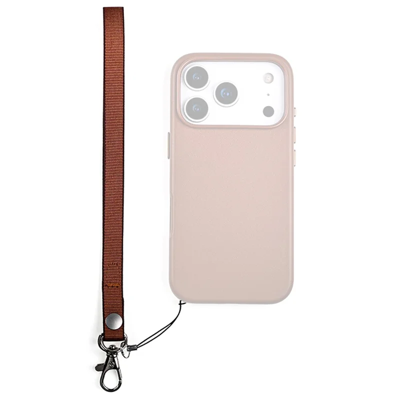 27cm Wrist Phone Lanyard Recycled PET Yarn Quick Release Short Strap with Tether Tab - Tan