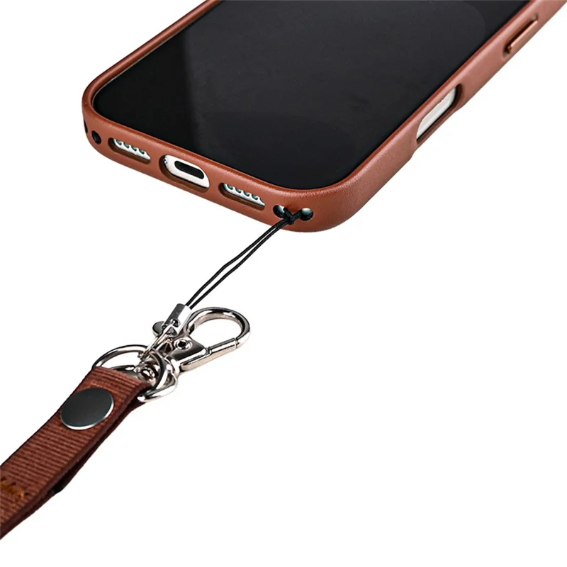27cm Wrist Phone Lanyard Recycled PET Yarn Quick Release Short Strap with Tether Tab - Tan