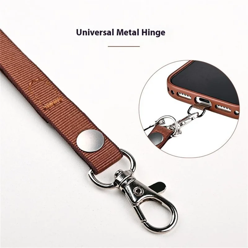 27cm Wrist Phone Lanyard Recycled PET Yarn Quick Release Short Strap with Tether Tab - Tan