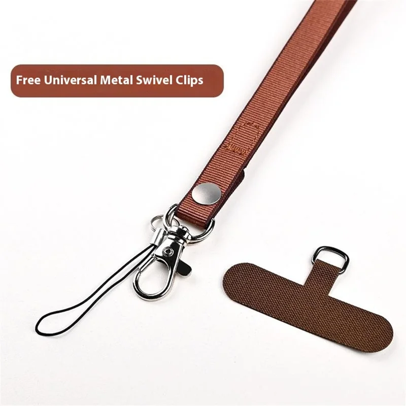 27cm Wrist Phone Lanyard Recycled PET Yarn Quick Release Short Strap with Tether Tab - Tan
